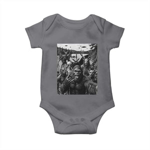 Funny Cryptid Creatures Selfie Baby Onesie Bigfoot Alien Cryptozoology Fantasy Mythical Monsters