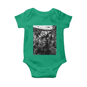 Funny Cryptid Creatures Selfie Baby Onesie Bigfoot Alien Cryptozoology Fantasy Mythical Monsters