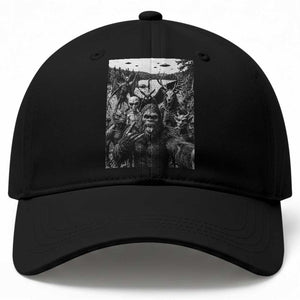Funny Cryptid Creatures Selfie Baseball Cap Bigfoot Alien Cryptozoology Fantasy Mythical Monsters