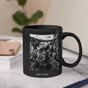 Funny Cryptid Creatures Selfie Coffee Mug Bigfoot Alien Cryptozoology Fantasy Mythical Monsters