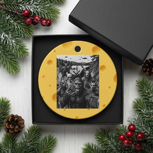 Funny Cryptid Creatures Selfie Ceramic Ornament Bigfoot Alien Cryptozoology Fantasy Mythical Monsters