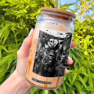Funny Cryptid Creatures Selfie Glass Can Bigfoot Alien Cryptozoology Fantasy Mythical Monsters