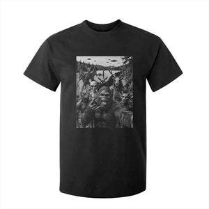 Funny Cryptid Creatures Selfie T Shirt For Kid Bigfoot Alien Cryptozoology Fantasy Mythical Monsters