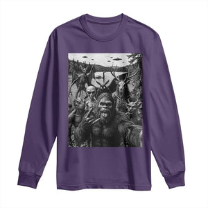 Funny Cryptid Creatures Selfie Long Sleeve Shirt Bigfoot Alien Cryptozoology Fantasy Mythical Monsters