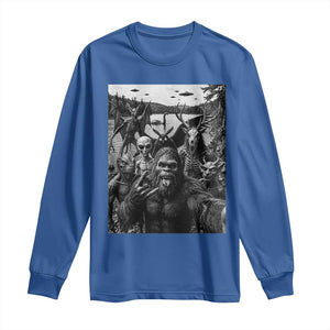 Funny Cryptid Creatures Selfie Long Sleeve Shirt Bigfoot Alien Cryptozoology Fantasy Mythical Monsters