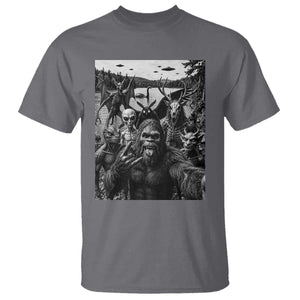 Funny Cryptid Creatures Selfie T Shirt Bigfoot Alien Cryptozoology Fantasy Mythical Monsters
