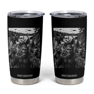 Funny Cryptid Creatures Selfie Tumbler Cup Bigfoot Alien Cryptozoology Fantasy Mythical Monsters