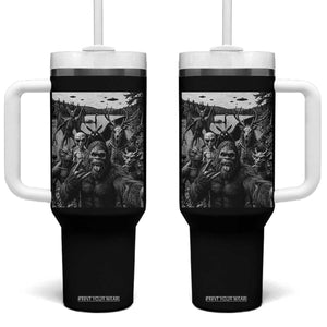 Funny Cryptid Creatures Selfie Tumbler With Handle Bigfoot Alien Cryptozoology Fantasy Mythical Monsters