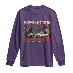 Funny The Mothman Stole My Catalytic Converter Long Sleeve Shirt Point Pleasant West Virginia Cryptid TS11 Purple Print Your Wear