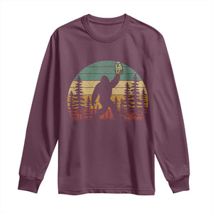 Funny Bigfoot Pickles Lover Long Sleeve Shirt Retro Sasquatch Cucumber Food Lover