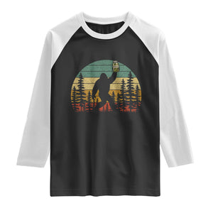 Funny Bigfoot Pickles Lover Raglan Shirt Retro Sasquatch Cucumber Food Lover