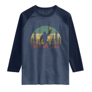 Funny Bigfoot Pickles Lover Raglan Shirt Retro Sasquatch Cucumber Food Lover