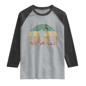 Funny Bigfoot Pickles Lover Raglan Shirt Retro Sasquatch Cucumber Food Lover