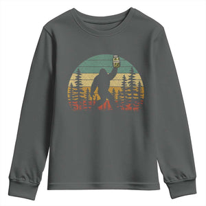 Funny Bigfoot Pickles Lover Youth Sweatshirt Retro Sasquatch Cucumber Food Lover