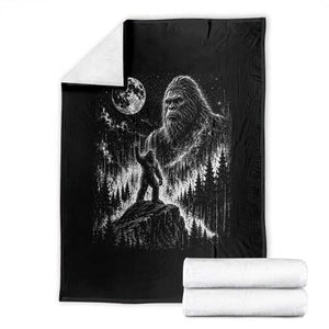 Bigfoot Howling at Moon Mystical Forest Throw Blanket Funny Sasquatch Nature Lover