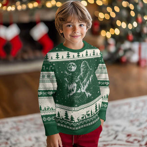 Bigfoot Howling at Moon Mystical Forest Ugly Christmas Sweater Funny Sasquatch Nature Lover