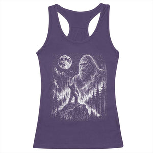 Bigfoot Howling at Moon Mystical Forest Racerback Tank Top Funny Sasquatch Nature Lover