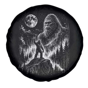 Bigfoot Howling at Moon Mystical Forest Spare Tire Cover Funny Sasquatch Nature Lover