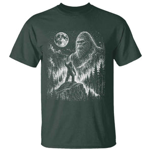 Bigfoot Howling at Moon Mystical Forest T Shirt Funny Sasquatch Nature Lover