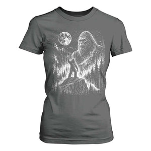 Bigfoot Howling at Moon Mystical Forest T Shirt For Women Funny Sasquatch Nature Lover