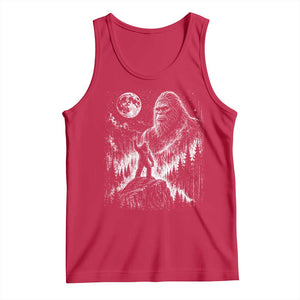 Bigfoot Howling at Moon Mystical Forest Tank Top Funny Sasquatch Nature Lover