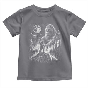 Bigfoot Howling at Moon Mystical Forest Toddler T Shirt Funny Sasquatch Nature Lover