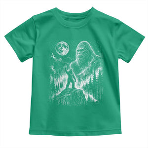 Bigfoot Howling at Moon Mystical Forest Toddler T Shirt Funny Sasquatch Nature Lover