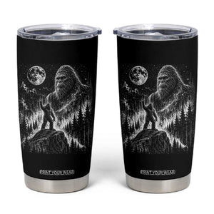 Bigfoot Howling at Moon Mystical Forest Tumbler Cup Funny Sasquatch Nature Lover
