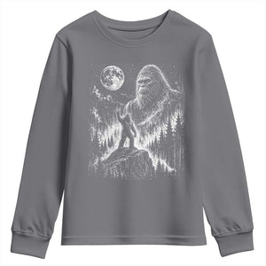Bigfoot Howling at Moon Mystical Forest Youth Sweatshirt Funny Sasquatch Nature Lover