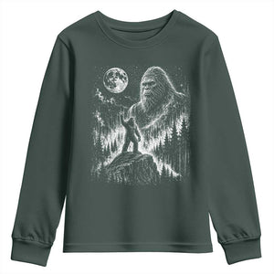 Bigfoot Howling at Moon Mystical Forest Youth Sweatshirt Funny Sasquatch Nature Lover