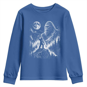 Bigfoot Howling at Moon Mystical Forest Youth Sweatshirt Funny Sasquatch Nature Lover
