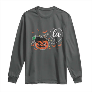 Harris Halloween 2024 Long Sleeve Shirt Comma La Kamala Black Cat Witches TS11 Dark Heather Print Your Wear