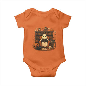 Halloween Book Lover Baby Onesie Spooky Ghost Reading Book Librarians Bookworm TS11 Orange Print Your Wear