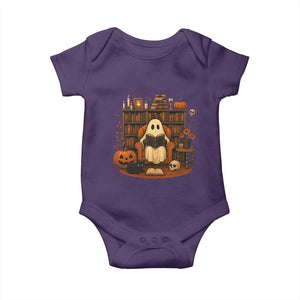 Halloween Book Lover Baby Onesie Spooky Ghost Reading Book Librarians Bookworm TS11 Purple Print Your Wear