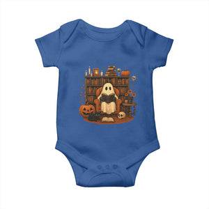 Halloween Book Lover Baby Onesie Spooky Ghost Reading Book Librarians Bookworm TS11 Royal Blue Print Your Wear
