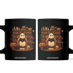 Halloween Book Lover Coffee Mug Spooky Ghost Reading Book Librarians Bookworm TS11 Black Print Your Wear