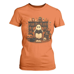 Halloween Book Lover T Shirt For Women Spooky Ghost Reading Book Librarians Bookworm TS11 Orange Print Your Wear