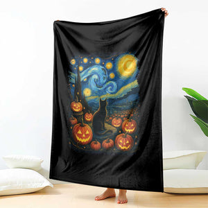 Halloween Cat Starry Night Van Gogh Cat Lovers Throw Blanket TS11 Print Your Wear