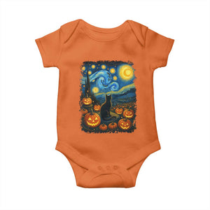 Halloween Cat Starry Night Van Gogh Cat Lovers Baby Onesie TS11 Orange Print Your Wear