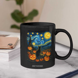 Halloween Cat Starry Night Van Gogh Cat Lovers Coffee Mug TS11 Print Your Wear