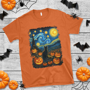 Halloween Cat Starry Night Van Gogh Cat Lovers T Shirt TS11 Orange Print Your Wear
