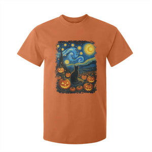 Halloween Cat Starry Night Van Gogh Cat Lovers T Shirt For Kid TS11 Orange Print Your Wear