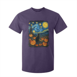 Halloween Cat Starry Night Van Gogh Cat Lovers T Shirt For Kid TS11 Purple Print Your Wear