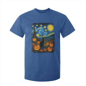 Halloween Cat Starry Night Van Gogh Cat Lovers T Shirt For Kid TS11 Royal Blue Print Your Wear