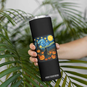 Halloween Cat Starry Night Van Gogh Cat Lovers Skinny Tumbler TS11 Print Your Wear