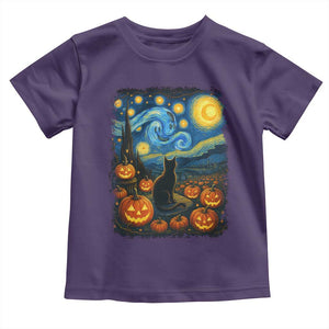 Halloween Cat Starry Night Van Gogh Cat Lovers Toddler T Shirt TS11 Purple Print Your Wear