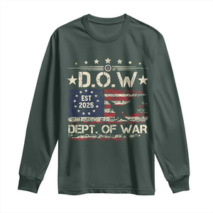 Dept Of War Est 2025 Long Sleeve Shirt DOW Military Patriotic American Flag TS11 Dark Forest Green Print Your Wear