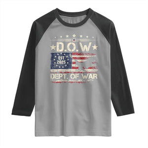Dept Of War Est 2025 Raglan Shirt DOW Military Patriotic American Flag TS11 Sport Gray Black Print Your Wear