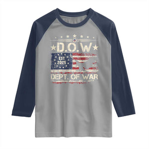 Dept Of War Est 2025 Raglan Shirt DOW Military Patriotic American Flag TS11 Sport Gray Navy Print Your Wear