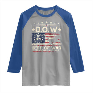 Dept Of War Est 2025 Raglan Shirt DOW Military Patriotic American Flag TS11 Sport Gray Royal Print Your Wear
